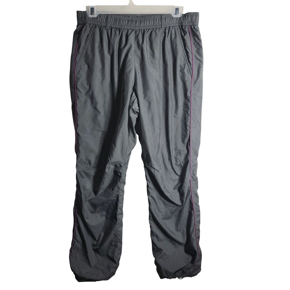 UNIQLO Track‎ Pants Gray Purple Trim Elastic Waist Lined Athleisure Size M